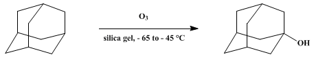 Reaction equation for TERTIARY ALCOHOLS FROM HYDROCARBONS BY OZONATION ON SILICA GEL: 1-ADAMANTANOL (Tricyclo[3.3.1.13,7]decan-1-ol)