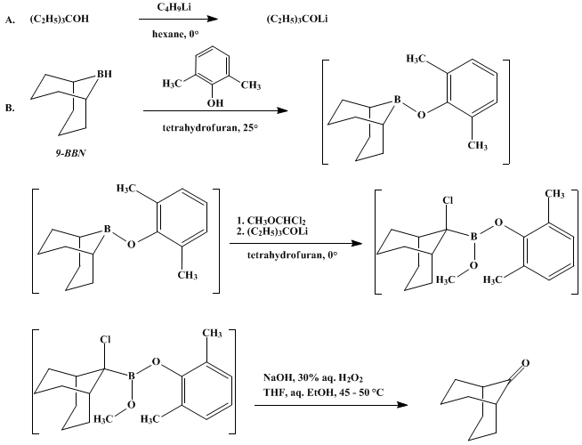 Reaction equation for BORANES IN FUNCTIONALIZATION OF DIENES TO CYCLIC KETONES: BICYCLO[3.3.1]NONAN-9-ONE