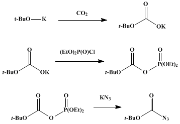 Reaction equation for tert-BUTYL AZIDOFORMATE (Carbonazidic acid, 1,1-dimethylethyl ester)