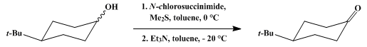 Reaction equation for OXIDATION OF ALCOHOLS BY METHYL SULFIDE – N-CHLOROSUCCINIMIDE – TRIETHYLAMINE: 4-tert-BUTYLCYCLOHEXANONE (Cyclohexanone, 4-(1,1-dimethylethyl)-)