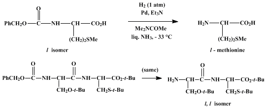 Reaction equation for REMOVAL OF Nα-BENZYLOXYCARBONYL GROUPS FROM SULFUR-CONTAINING PEPTIDES BY CATALYTIC HYDROGENATION IN LIQUID AMMONIA: O-tert-BUTYL-L-SERYL-S-tert-BUTYL-L-CYSTEINE tert-BUTYL ESTER