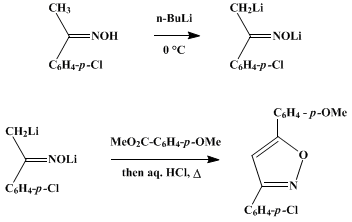 Reaction equation for 3-(4-CHLOROPHENYL)-5-(4-METHOXYPHENYL)ISOXAZOLE (Isoxazole, 3-(4-chlorophenyl)-5-(4-methoxyphenyl)-)