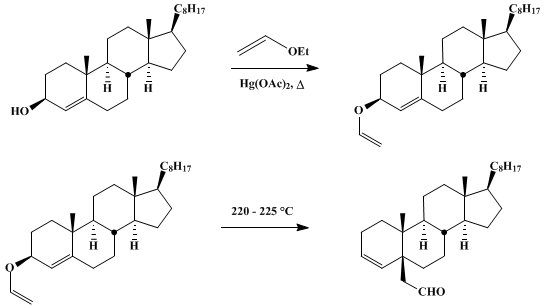 Reaction equation for 5β-CHOLEST-3-ENE-5-ACETALDEHYDE (Cholest-3-ene-5-acetaldehyde, (5β)-)