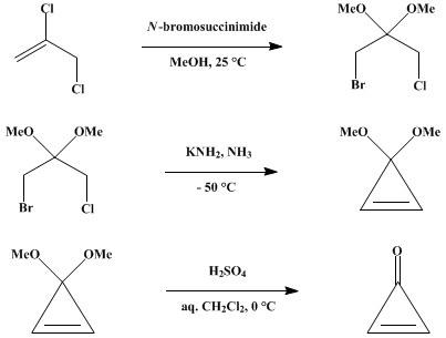 Reaction equation for CYCLOPROPENONE
