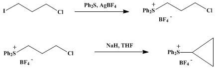 Reaction equation for CYCLOPROPYLDIPHENYLSULFONIUM TETRAFLUOROBORATE (Sulfonium, cyclopropyldiphenyl tetrafluoroborate(1-))