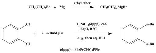 Reaction equation for PHOSPHINE–NICKEL COMPLEX CATALYZED CROSS-COUPLING OF GRIGNARD REAGENTS WITH ARYL AND ALKENYL HALIDES: 1,2-DIBUTYLBENZENE (Benzene, 1,2-di-n-butyl-)