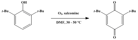 Reaction equation for OXIDATION WITH BIS(SALICYLIDENE)ETHYLENEDIIMINOCOBALT(II) (SALCOMINE): 2,6-DI-tert-BUTYL-p-BENZOQUINONE (2,5-Cyclohexadiene-1,4-dione, 2,6-bis(1,1-dimethylethyl)-)
