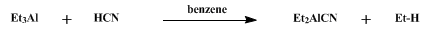 Reaction equation for DIETHYLALUMINUM CYANIDE (Aluminum, cyanodiethyl-)