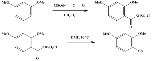 Reaction equation for 2,4-DIMETHOXYBENZONITRILE (Benzonitrile, 2,4-dimethoxy-)