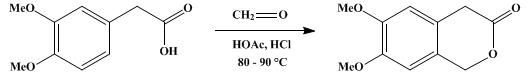 Reaction equation for 6,7-DIMETHOXY-3-ISOCHROMANONE (3H-2-Benzopyran-3-one, 1,4-dihydro-6,7-dimethoxy-)