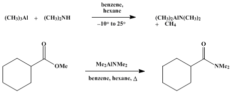 Reaction equation for CONVERSION OF ESTERS TO AMIDES WITH DIMETHYLALUMINUM AMIDES: N,N-DIMETHYLCYCLOHEXANECARBOXAMIDE