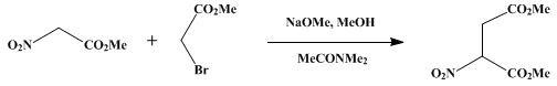 Reaction equation for DIMETHYL NITROSUCCINATE (Butanedioic acid, 2-nitro-, dimethyl ester)