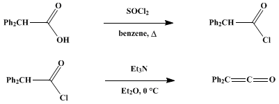 Reaction equation for DIPHENYLKETENE (Ethenone, diphenyl-)