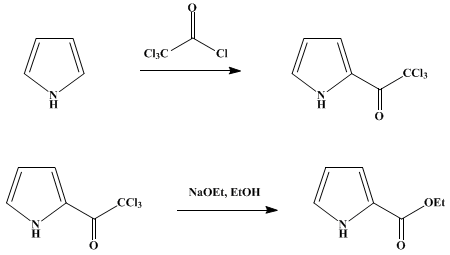 Reaction equation for ETHYL PYRROLE-2-CARBOXYLATE (1H-Pyrrole-2-carboxylic acid, ethyl ester)