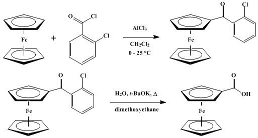 Reaction equation for CARBOXYLATION OF AROMATIC COMPOUNDS: FERROCENECARBOXYLIC ACID (Ferrocene, carboxy-)