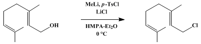 Reaction equation for ALLYLIC CHLORIDES FROM ALLYLIC ALCOHOLS: GERANYL CHLORIDE (2,6-Octadiene, 1-chloro-3,7-dimethyl-, (E)-)