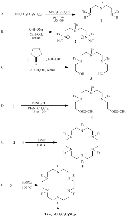 Reaction equation for MACROCYCLIC POLYAMINES: 1,4,7,10,13,16-HEXAÄZACYCLOÖCTADECANE