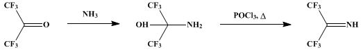 Reaction equation for HEXAFLUOROACETONE IMINE (2-Propanimine, 1,1,1,3,3,3-hexafluoro-)