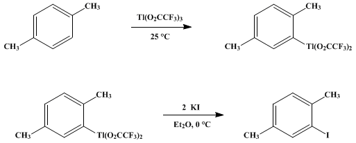 Reaction equation for 2-IODO-p-XYLENE (Benzene, 2-iodo-1,4-dimethyl)