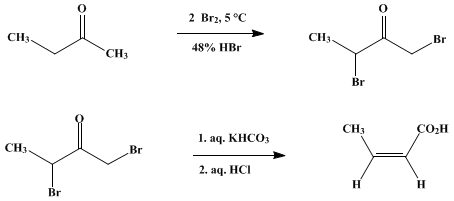 Reaction equation for cis-α,β-UNSATURATED ACIDS: ISOCROTONIC ACID (2-Butenoic acid, (Z)-)