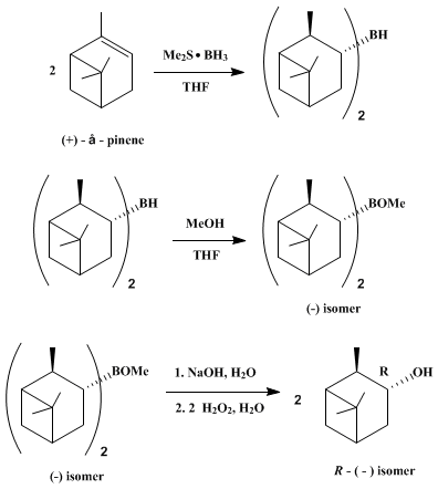 Reaction equation for (−)-ISOPINOCAMPHEOL (Bicyclo[3.1.1]heptan-3-ol, 2,6,6-trimethyl-, [1R-(1α,2β,3α,5α)]-)