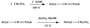 Reaction equation for METHYL NITROACETATE (Acetic acid, nitro-, methyl ester)
