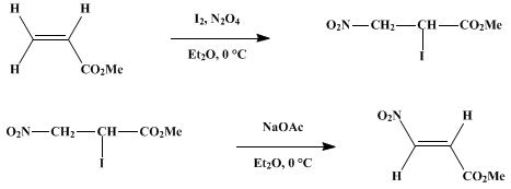 Reaction equation for METHYL (E)-3-NITROACRYLATE (2-Propenoic acid, 3-nitro-, methyl ester (E)-)