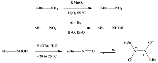 Reaction equation for 2-METHYL-2-NITROSOPROPANE AND ITS DIMER (Propane, 2-methyl 2-nitroso-)