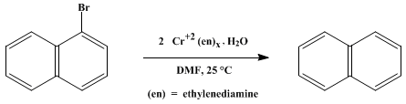 Reaction equation for HYDROGENOLYSIS OF CARBON-HALOGEN BONDS WITH CHROMIUM(II)-EN PERCHLORATE: NAPHTHALENE FROM 1-BROMONAPHTHALENE