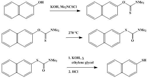 Reaction equation for THIOPHENOLS FROM PHENOLS: 2-NAPHTHALENETHIOL