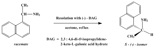 Reaction equation for (S)-(−)-α-(1-NAPHTHYL)ETHYLAMINE ((S)-1-Naphthalenemethanamine, α-methyl-)