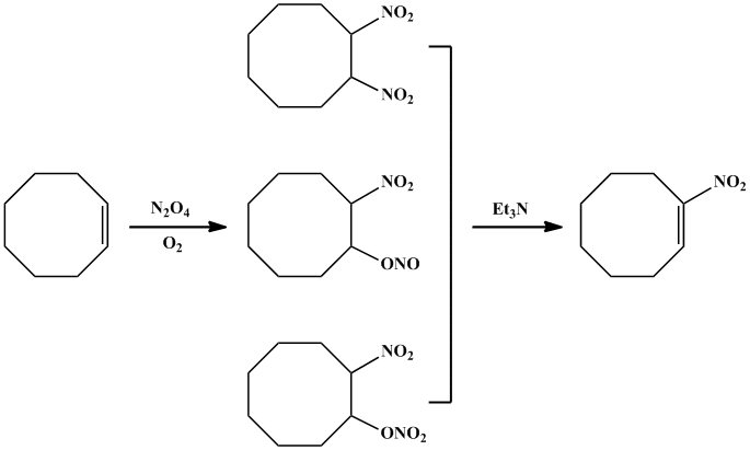 Reaction equation for 1-NITROCYCLOÖCTENE (Cycloöctene, 1-nitro-)
