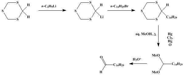 Reaction equation for ALDEHYDES FROM sym-TRITHIANE: n-PENTADECANAL (Pentadecanal)