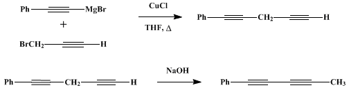 Reaction equation for 1-PHENYL-1,4-PENTADIYNE AND 1-PHENYL-1,3-PENTADIYNE (Benzene, 1,4-pentadiynyl- and Benzene, 1,3-pentadiynyl-)