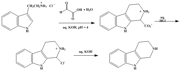 Reaction equation for 1,2,3,4-TETRAHYDRO-β-CARBOLINE (1H-Pyrido[3,4-b]indole, 2,3,4,9-tetrahydro-)