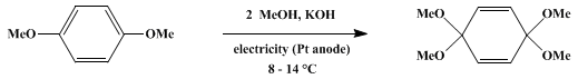 Reaction equation for 3,3,6,6-TETRAMETHOXY-1,4-CYCLOHEXADIENE (1,4-Cyclohexadiene, 3,3,6,6-tetramethoxy-)