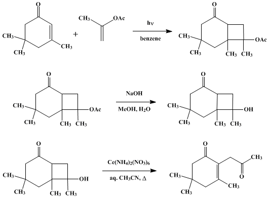 Reaction equation for 3,5,5-TRIMETHYL-2-(2-OXOPROPYL)-2-CYCLOHEXEN-1-ONE (2-Cyclohexen-1-one, 3,5,5-trimethyl-2-(2-oxopropyl)-)