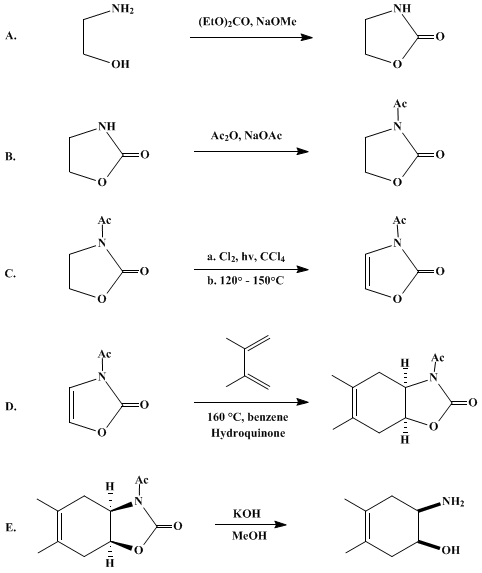 Reaction equation for SYNTHESIS AND DIELS–ALDER REACTIONS OF 3-ACETYL-2(3H)-OXAZOLONE: 6-AMINO-3,4-DIMETHYL-cis-3-CYCLOHEXEN-1-OL (2(3H)-Oxazolone, 3-acetyl- and 3-cyclohexen-1-ol, 6-amino-3,4-dimethyl-, cis-)