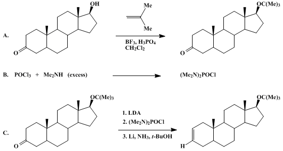 Reaction equation for REDUCTIVE CLEAVAGE OF VINYL PHOSPHORODIAMIDATES: 17β-tert-BUTOXY-Gα-ANDROST-2-ENE