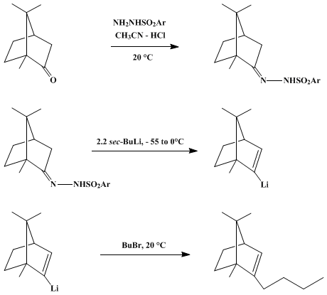 Reaction equation for GENERATION AND REACTIONS OF ALKENYLLITHIUM REAGENTS: 2-BUTYLBORNENE