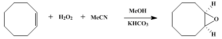 Reaction equation for EPOXIDATION OF OLEFINS BY HYDROGEN PEROXIDE-ACETONITRILE: cis-CYCLOOCTENE OXIDE (cis-9-Oxabicyclo [6.1.0] nonane)