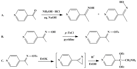 Reaction equation for α-AMINO ACETALS: 2,2-DIETHOXY-2-(4-PYRIDYL)ETHYLAMINE (4-Pyridineethanamine, β,β-diethoxy)