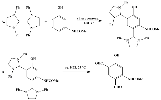 Reaction equation for N-(2,4-DIFORMYL-5-HYDROXYPHENYL)ACETAMIDE (Acetamide, N-(2,4-diformyl-5-hydroxyphenyl)-)