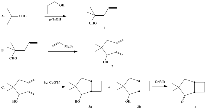 Reaction equation for COPPER(I)-CATALYZED PHOTOCYCLOADDITION: 3,3-DIMETHYL-cis-BICYCLO[3.2.0]HEPTAN-2-ONE (Bicyclo[3.2.0]heptan-2-one, 3,3-dimethyl-)