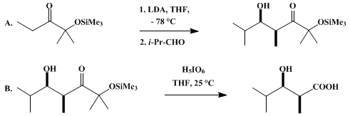 Reaction equation for (2SR,3RS)-2,4-DIMETHYL-3-HYDROXYPENTANOIC ACID (Pentanoic acid, 3-hydroxy-2,4-dimethyl-, (R*,S*)-(±)-)