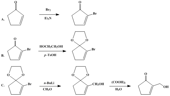 Reaction equation for 2-HYDROXYMETHYL-2-CYCLOPENTENONE