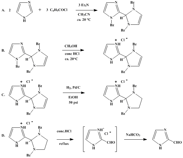Reaction equation for IMIDAZOLE-2-CARBOXALDEHYDE (1H-Imidazole-2-carboxaldehyde)