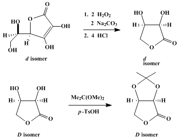 Reaction equation for 2,3-O-ISOPROPYLIDENE-D-ERYTHRONOLACTONE (Furo[3,4-d]-1,3-dioxol-4(3aH)-one, dihydro-2,2-dimethyl-(3aR-cis)-)