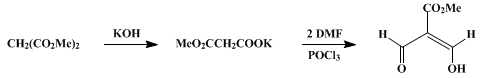 Reaction equation for METHYL DIFORMYLACETATE (2-Propenoic acid, 2-formyl-3-hydroxy-, methyl ester)