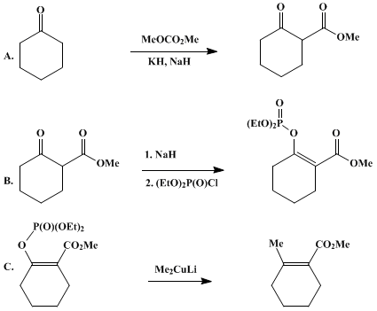 Reaction equation for β-ALKYL-α,β-UNSATURATED ESTERS FROM ENOL PHOSPHATES OF β-KETO ESTERS: METHYL 2-METHYL-1-CYCLOHEXENE-1-CARBOXYLATE (1-Cyclohexene-1-carboxylic acid, 2-methyl, methyl ester)